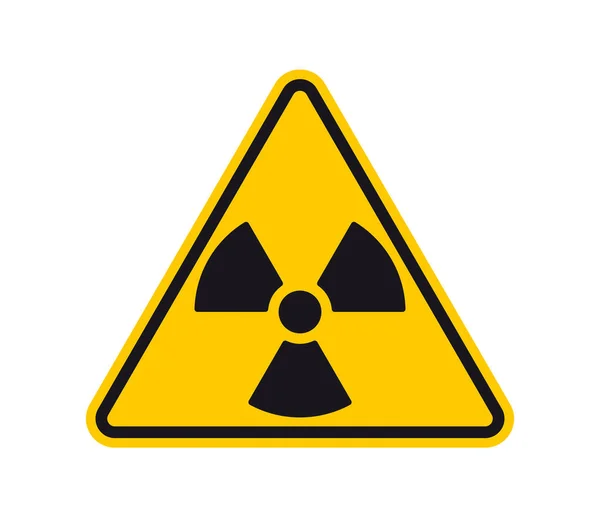 Signo Triángulo Amarillo Vectorial Radiación Silueta Negra Aislado Sobre Fondo — Vector de stock