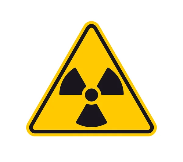 Sinal Triângulo Amarelo Vetorial Radiação Silhueta Preta Isolado Sobre Fundo — Vetor de Stock