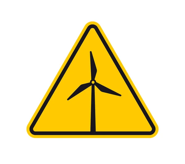 矢量黄色三角形符号黑色轮廓风力涡轮机 因白人背景而被隔离 — 图库矢量图片