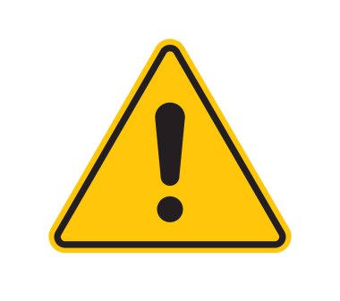 Sarı üçgen işareti - siyah siluet ünlem işareti. Beyaz arkaplanda izole.