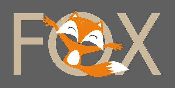 Der Fox Text Und Inneren Der Winkenden Figur Fuchs Schatz — Stockvektor