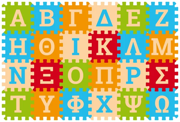 Schiuma Bambino Bambini Gioca Mat Greek Alphabet Puzzledesign Deck Illustrazione — Vettoriale Stock