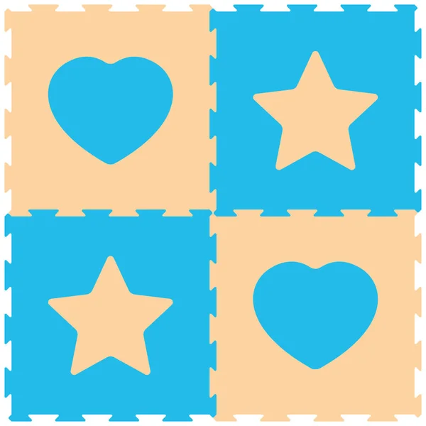 Foam Baby Kids Play Mat Corazones Estrellas Puzzle — Vector de stock