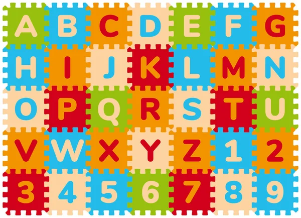 Tiskvector Foam Baby Kids Play Mat Alphabet Number Puzzle — Stock Vector