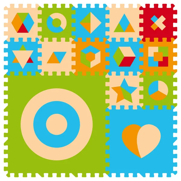 矢量泡沫宝宝玩垫子几何元素拼图分离于白色背景 — 图库矢量图片