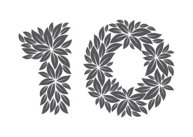 10. yıl dönümü yaprakları biçimlendirildi. Beyaz arkaplanda izole  