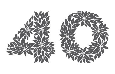 40 yıllık yıldönümü yaprakları biçimlendirildi. Beyaz arkaplanda izole  