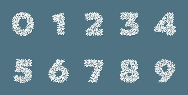 Vector Stylized Numbers Leafs — Stock Vector