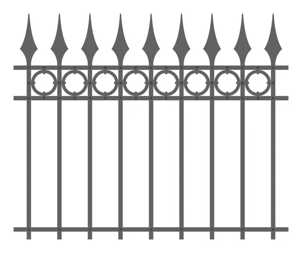 Vintage Black Iron Fence Spearheads Isolated White Background — Stock Vector