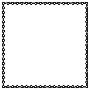 Siyah bisiklet zinciri. Kare çerçeve. Beyaz arkaplanda izole.