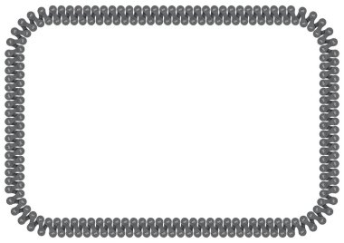 Vektör gerçekçi bisiklet zinciri. Yuvarlak köşeli A4 çerçeve çizgisi. Beyaz arkaplanda izole.