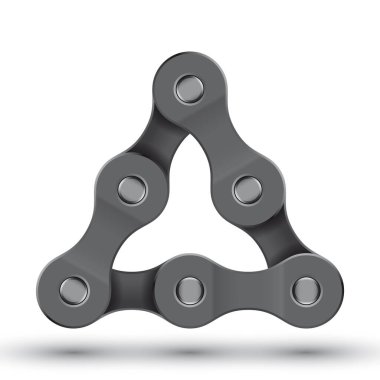 Bisiklet zincirindeki gerçekçi olimpiyat halkaları. Beyaz arkaplanda izole.