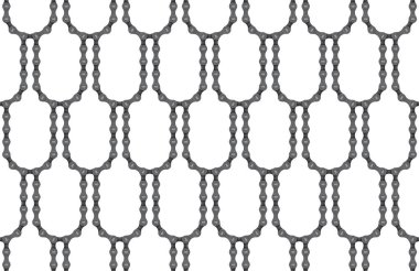 Gerçekçi bisiklet zincirinden yaratılmış, girdabın girintisiz dokusu. Beyaz arkaplanda izole.