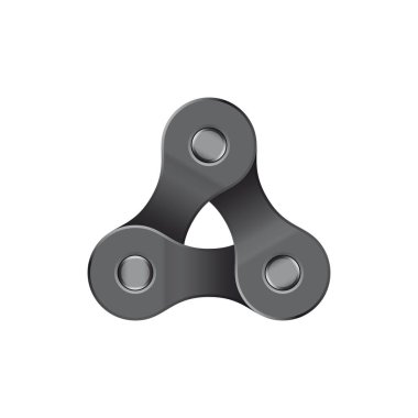 Bisiklet zincirinden oluşturulan vektör gerçekçi üçgen. Beyaz arkaplanda izole.