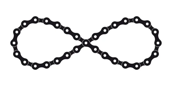 Vector Black Infinity Created Bike Chain Isolated White Background — Stock Vector