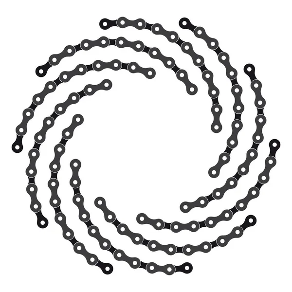 Vektor Kreiswirbel Aus Schwarzer Fahrradkette Isoliert Auf Weißem Hintergrund — Stockvektor