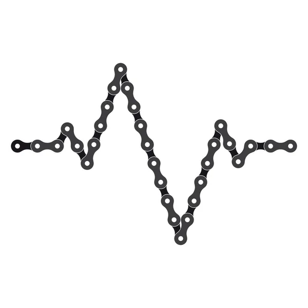 Chaîne Vélo Vectorielle Noire Cardiogramme Ligne Impulsion Cardiaque Ekg — Image vectorielle
