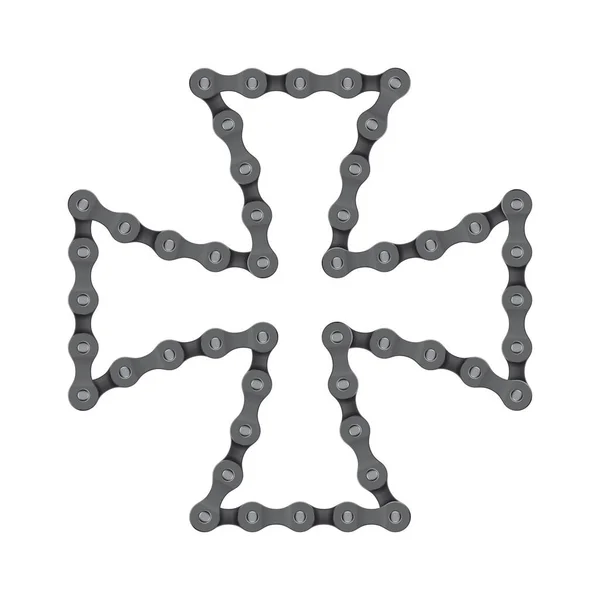 Vector Choppers Crosses Created Realistic Bike Chain Isolated White Background — Stock Vector