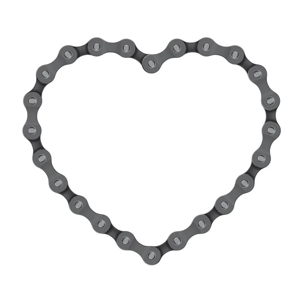 Vector Realistic Heart Created Bike Chain Isolated White Background — Stock Vector
