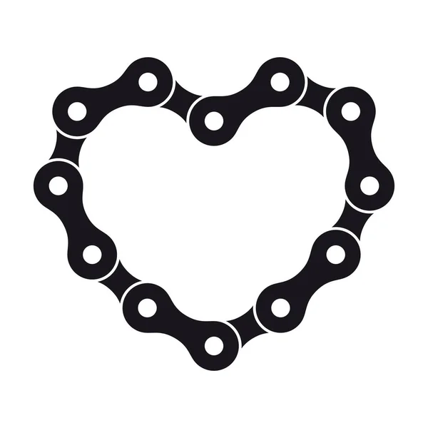 Vector Realistic Heart Created Long Bike Chain Isolated White Background — Stock Vector