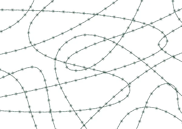 白い背景にベクトル現実的な有刺鉄線 — ストックベクタ
