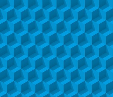 Vektör 3 boyutlu, pürüzsüz, izometrik mavi küp. Geometrik arkaplan.
