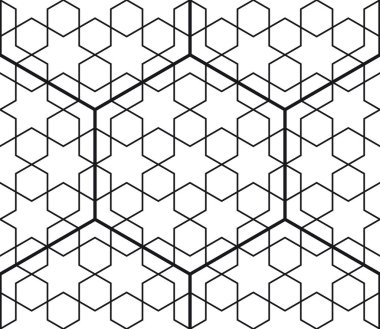 Vektör sanatının siyah çizgisi dikişsiz geometrik desen bal peteği - Arapça. Beyaz arkaplan.