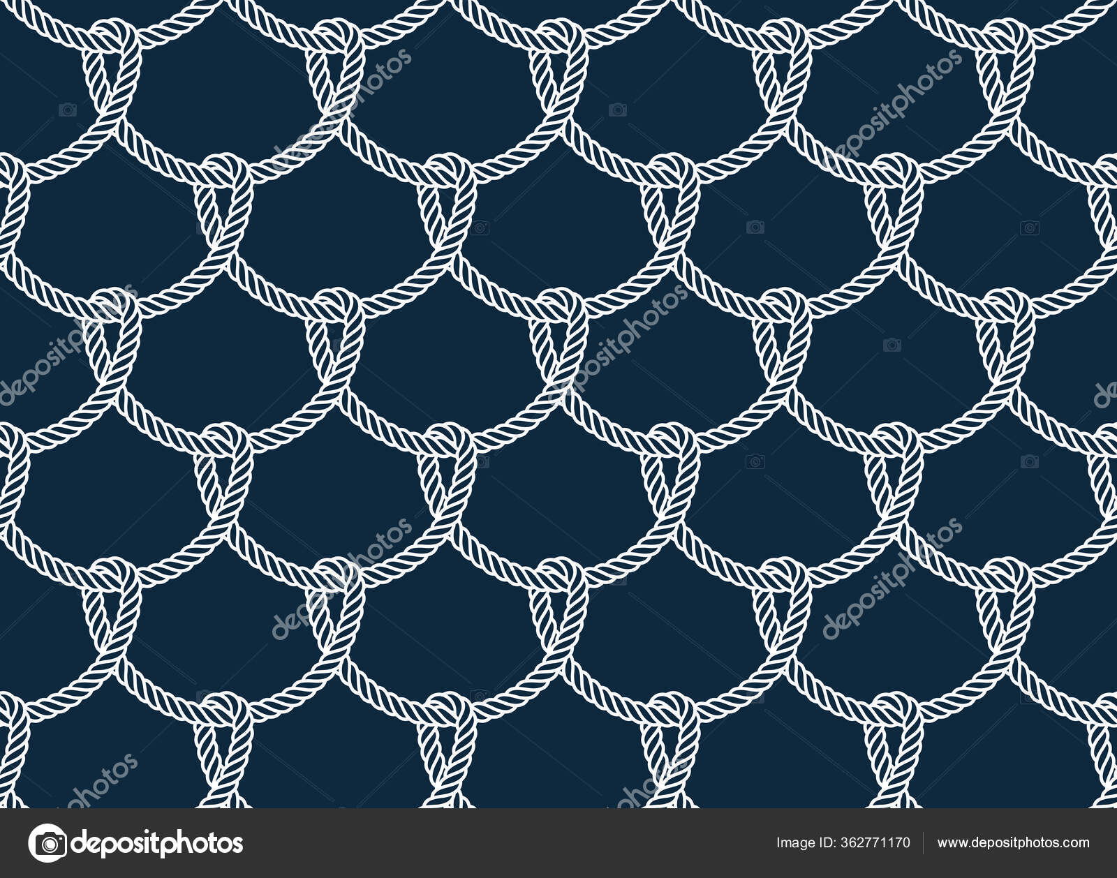 Vector Rope Fishing Net Seamless Blue Background Stock Vector by