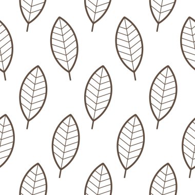 Yapraklardan geometrik mozaiği tekrarlayan vektör. Beyaz arkaplanda izole.