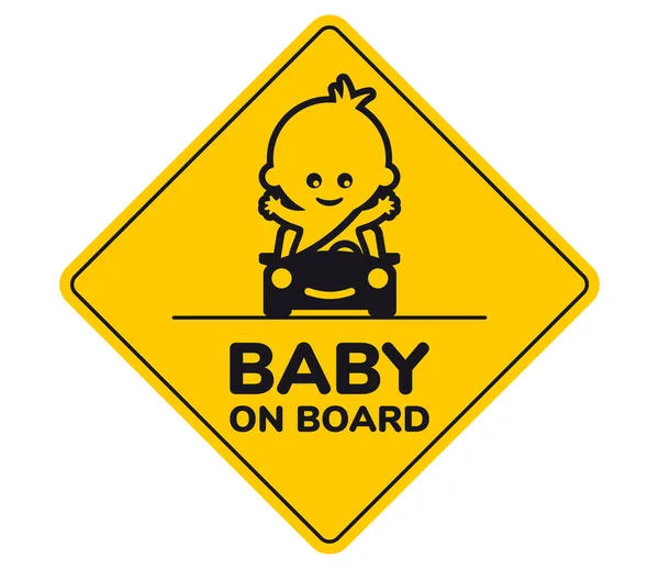 Gelbes Schild Mit Der Aufschrift Baby Bord Und Einem Bild — Stockvektor