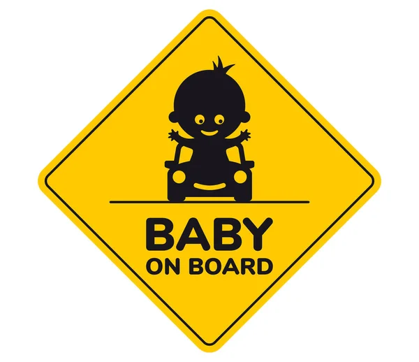Gelbes Schild Kleiner Junge Auto Mit Der Aufschrift Mädchen Bord — Stockvektor