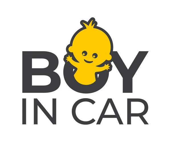 Vektor Bil Klistermärke Med Ett Sms Boy Bilen Bild Baby — Stock vektor