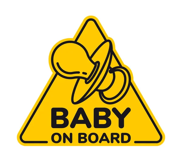 Διάνυσμα Κίτρινο Τρίγωνο Σημάδι Επιγραφή Μωρό Επί Του Σκάφους Και — Διανυσματικό Αρχείο