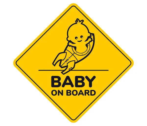 Sinal Amarelo Com Inscrição Bebê Bordo Uma Foto Bebê Uma — Vetor de Stock
