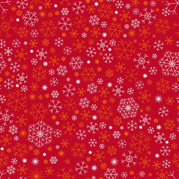 Weihnachten Nahtlosen Hintergrund Mit Schneeflocken Roter Hintergrund — Stockvektor