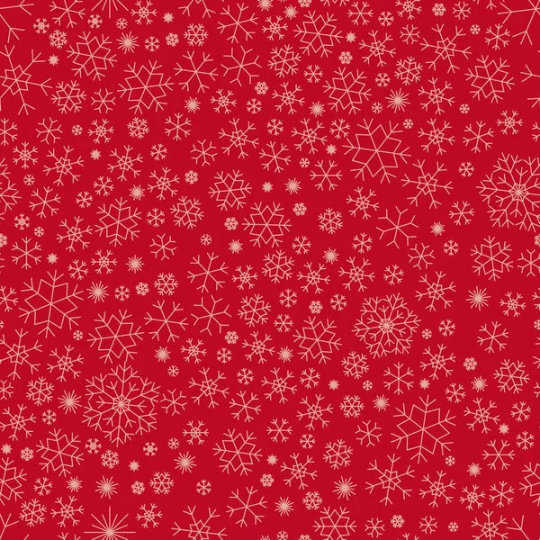 Weihnachten Nahtlosen Hintergrund Mit Schneeflocken Roter Hintergrund — Stockvektor