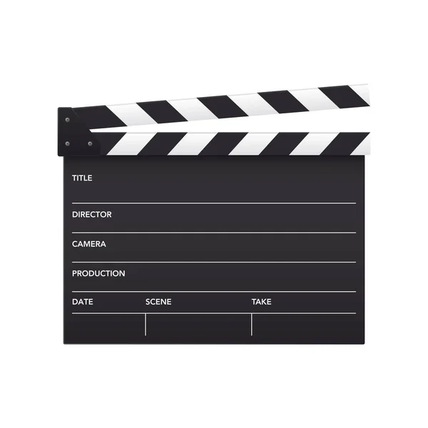 Realistische Vektor Offene Filmklappe Isoliert Auf Weißem Hintergrund — Stockvektor