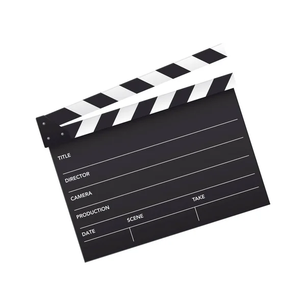 ベクトルブランク現実的なフィルムフラップ 映画のクラッパーボード 白地に隔離された — ストックベクタ