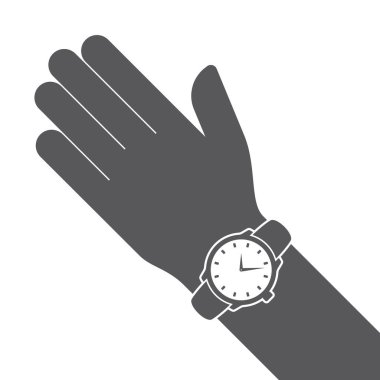 Klasik kol saati ile vektör gri iş eli. Beyaz arkaplanda izole.