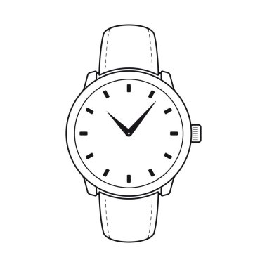 Klasik kol saati vektör çizgisi. Beyaz arkaplanda izole