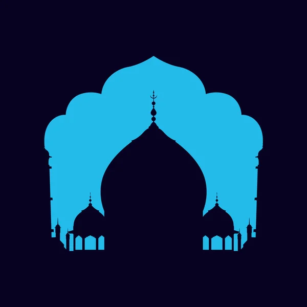 Vector Eenvoudig Frame Met Blauw Indiaas Paleis Taj Mahal — Stockvector