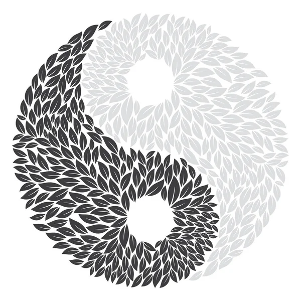 Logo Sagoma Vettoriale Ying Yang Creato Petali Isolato Sfondo Bianco — Vettoriale Stock