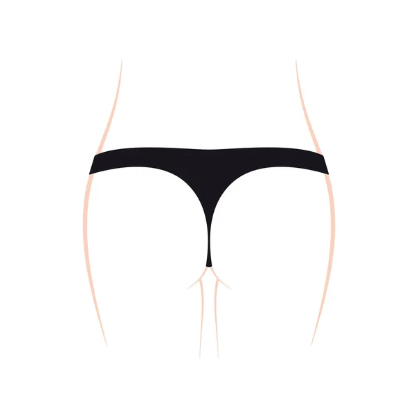 Torso Vectorial Femenino Con Bragas Negras Vista Trasera — Vector de stock