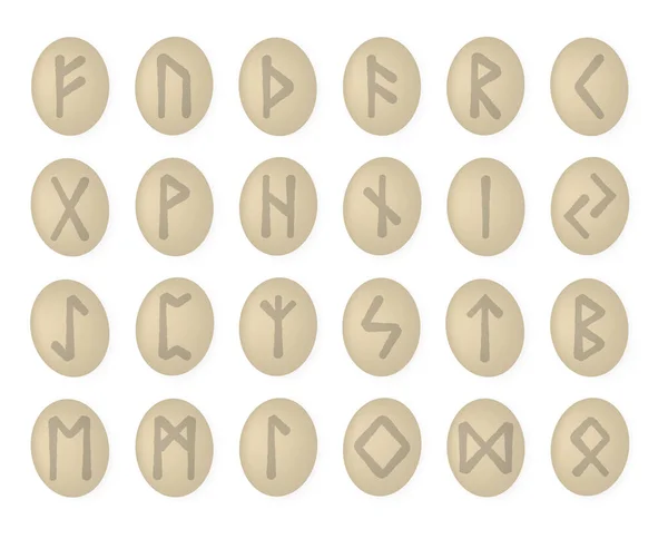 Vector Stenen Met Oude Runic Karakters Lettertype Geïsoleerd Witte Achtergrond — Stockvector