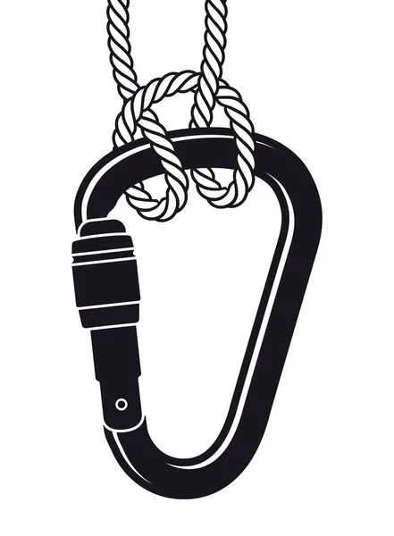 Векторний Скелелазіння Карабін Мотузкою Ізольовані Білому Тлі — стоковий вектор