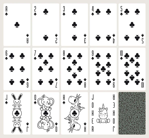 Vector Baby Poker Jouer Aux Cartes Avec Des Animaux Costume — Image vectorielle