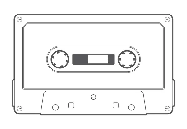 Vector Line Old Compact Audio Cassettes Isolated White Background — Stock Vector