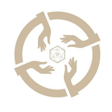 Dört eli ve 20 dide kenarlı çokgenli vektör çemberi. Beyaz arkaplanda izole.