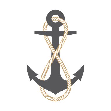 Sonsuz halat sembollü vektör deniz çapası. Beyaz arkaplanda izole.