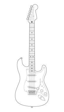 Elektro gitar vektör çizimi beyaz arkaplanda izole edildi.
